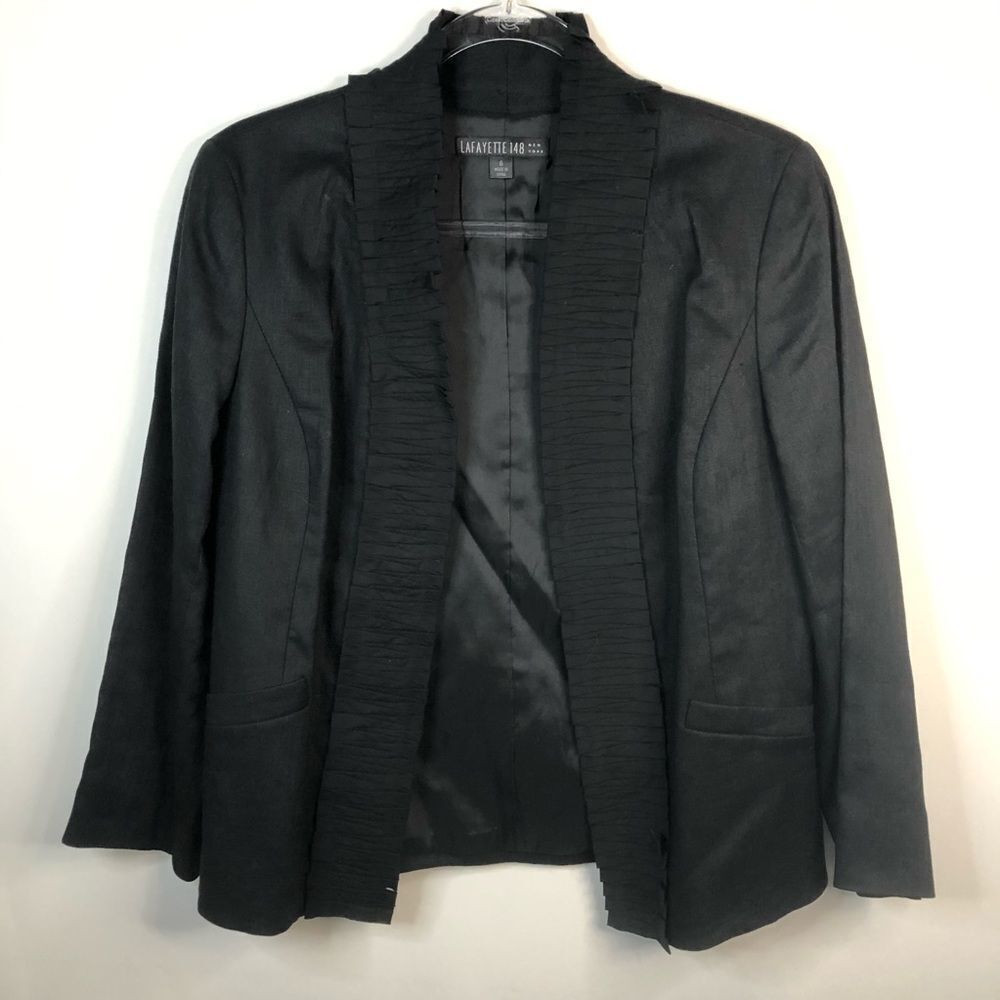 Lafayette 148 Black Ruffle Collar Blazer